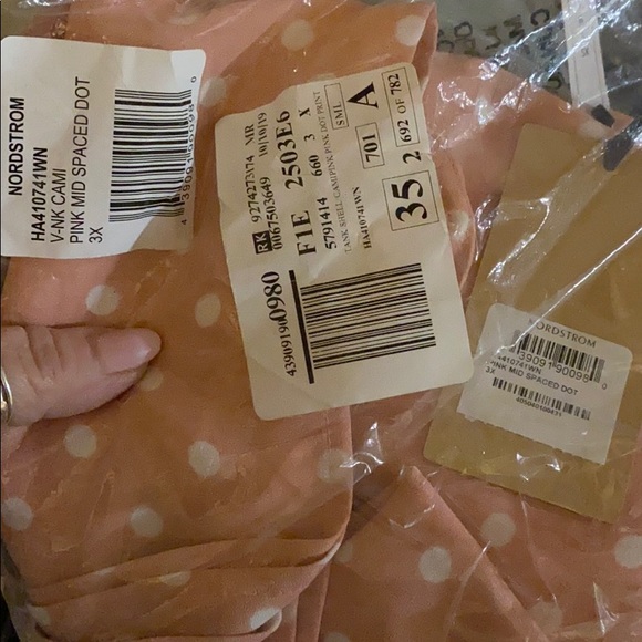 Halogen Pink Polka Dot V Neck Spaghetti Strap Camisole Tank Top - Picture 5 of 5